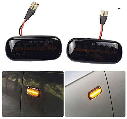 Hacreyatu LED Luz de señalización de flujo lateral Luz indicadora de giro para A-udi A3 S3 8P A4 S4 RS4 B6 B7 B8 A6 S6 RS6 C5 C7 (Negro)