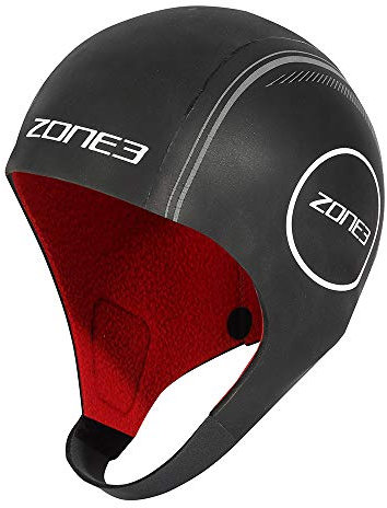ZONE3 Herren 3 Neoprene Heat-tech Warmth Swim Cap - Black Schwimmen > Zubehör Mützen, Trainingsgeräte, Schwarz/Silber/Rot, M EU