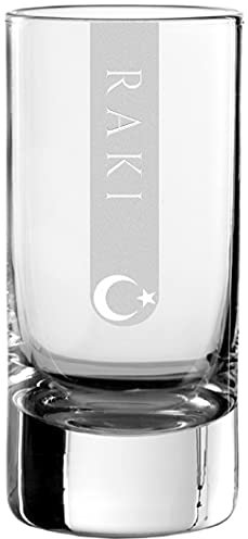 Raki Gläser klein (5cl 6x | 5 Größen verfügbar) 6er Set | 5cl Schnapsgläser Glas | Spülmaschinenfest | Rakiglas mit Gravur 6 Stück