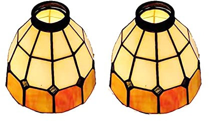 HUIMEIJU Lot de 2 abat-jours Tiffany en verre orange pour lampe à ventilateur, applique murale, abat-jour de rechange pour lustre 15,2 cm