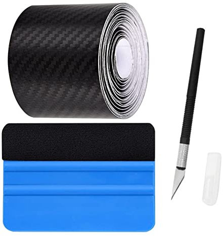 KOMUNJ Carbon Fiber Sticker Tape Vinyl Wrap Adhesive Waterproof,3D Carbon Fiber Vinyl Tape for Black Out Chrome Delete Window Trim Door Trim Universal Chrome Black(5cm*10m/2inch*32ft)