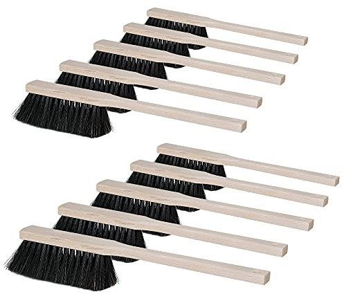 Lot de 10 balayettes avec long manche en bois, mélange de crin de cheval, longueur 430 mm.
