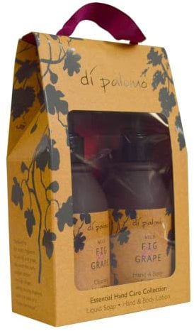 Di Palomo Vegan Wild Fig & Grape Handcare Essentials Collection. 240ml Hand Soap & Hand & Body Loton. Luxury Hand Wash & Hand Cream. Pamper Gifts for Women. Vegan Hand & Body Moisturiser. Vegan Gifts.
