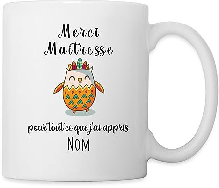 Spreadshirt Cadeau Merci Maîtresse Personnalisable Fin d’Année Personnalisé Mug Blanc, taille unique, blanc