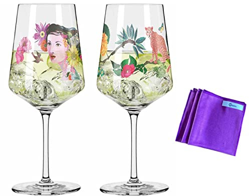 Dekomiro Ritzenhoff 2er Set Sommertau Hugo Aperitifglas #07 + #09 mit Glasreinigungstuch