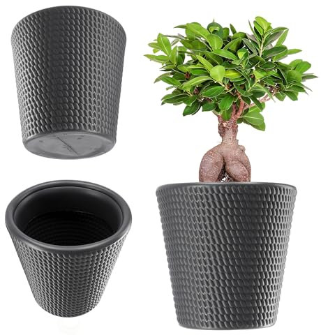 KADAX Blumentopf, Blumenkübel aus Kunststoff in 3 Farben, Pflanzkübel, witterungsbeständiger Blumenkübel mit Mattoberfläche, Outdoor-Pflanzkübel (Anthrazit ø 40cm)