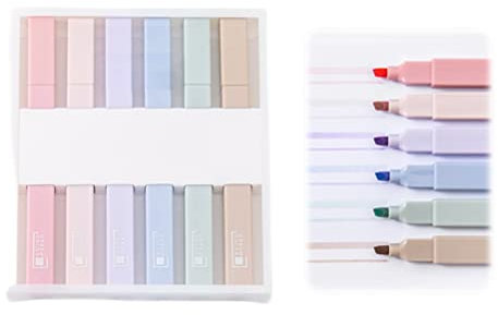 Kylewo 6PCS Highlighter Pen Pastel School Supplies Height 130 mm Highlighter Pen Marker Pens Pastel Rainbow Colours Suitable for Journal Accessories Teacher Gift Office Gadgets