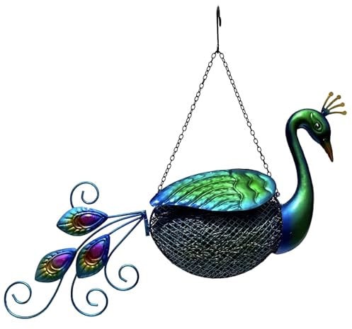 Gift Essentials Vogelfutterstation aus Metallgeflecht, schöner Pfau mit Kette zum Aufhängen, für ca. 5 Tassen Vogelfutter