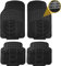 CUQOO 4 Piece Universal Rubber Car Mats - Heavy Duty, Non-Slip All Weather Mats for Cars, SUVs, Trucks & Vans, Waterproof, Easy to Clean, with Deep Grooved Design for Extra Durability