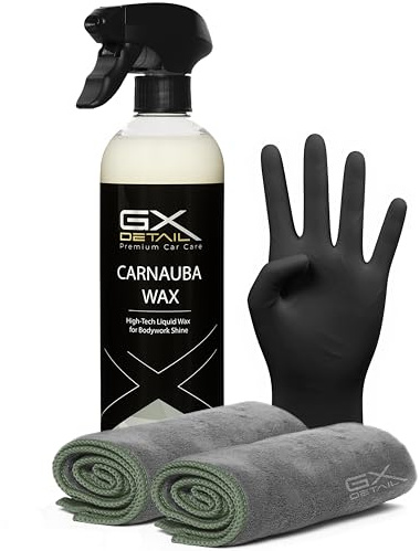 GxDetail Cera Líquida de Carnauba para Coche 500 ml. – Limpieza en Seco - Brillo Profundo y Protección Duradera – Acabado Hidrofóbico y Resistencia UV – Fácil Aplicación y Secado Rápido.