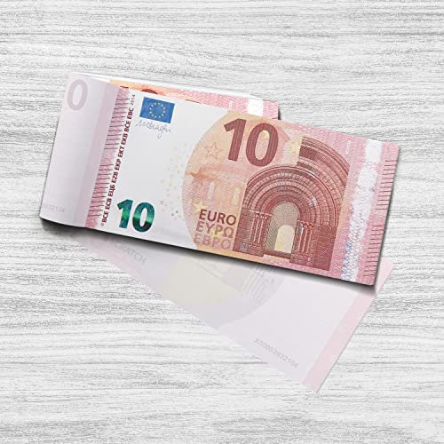Scratch Cash Block 10 € Euro - 50 Banknoten, auf die Sie schreiben, Gutscheine, Gutscheine, Gutscheine und Gadgets (um 125% erhöhte Größe im Vergleich zu den Realen)