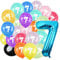 Geburtstag zahlen luftballon 7 jahre und 20Pcs 30cm Luftballons- Blau Folienballon in 40-101cm Geburtstagsdeko - Ballon Zahl Deko zum Geburtstag fliegt mit Helium für Männer Frauen Geburtstagsparty