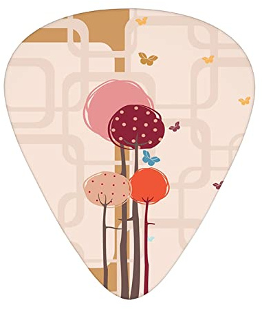 Lot de 12 médiators universels en ABS, arbres colorés et papillons, carrés à bords ronds, ressort funky, pour guitare acoustique et électrique, rubis, rose séchée, ambre écarlate