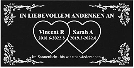 Grabstein mit Gravur Foto Namen Datum Grabstein Granit Mutter/Vater/Ehemann/Ehefrau Erinnerungsgeschenk Grabstein Hund Grabstein Katze (Entwurf 4)