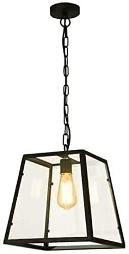 American Simple Vintage Farmhouse Glass Chandelier Retro Industrial Wind Loft Bar Pot Shop Ceiling Lighting Square Frame Lampshade Pendant Light Iron Art Hanging Lamp For Kitchen Cafe Restaura,3PO