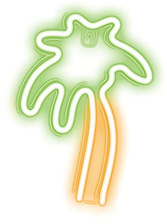 Neon LED Zeichen Licht USB LED Licht Home Leuchtschild Nachtlicht Palme-Grün/Orange