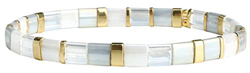 KELITCH Frauen Tila Armbänder Miyuki Perlen Armbänder Bunte Stretch Armbänder Gemischte Freundschaftsarmbänder