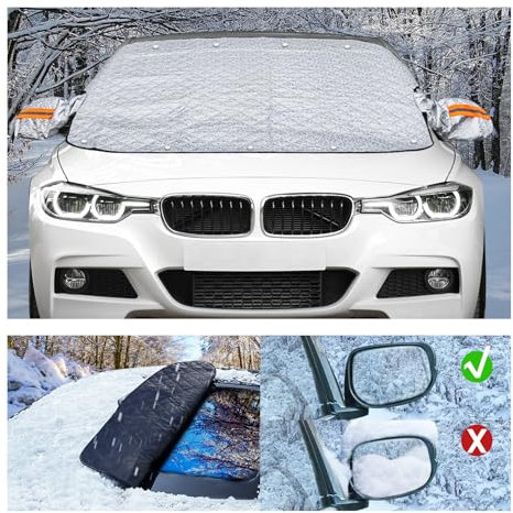 Jiltlu Frontscheibenabdeckung Scheibenabdeckung Winter,Autoscheibenabdeckung,Frontscheibenabdeckung Winter,Auto Windschutzscheibenabdeckung,Car Windscreen Covers for Winter-170CMx145CM