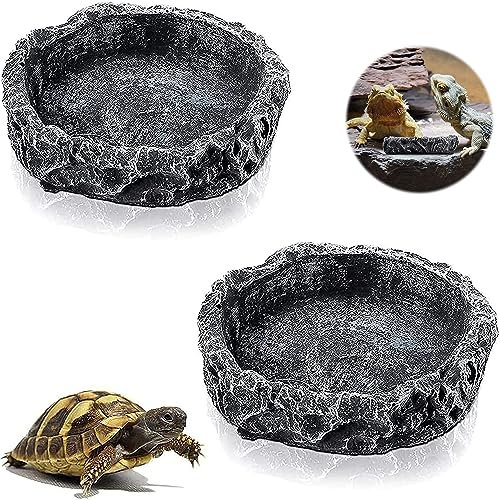 WZTCIBUR 2 Stück Reptilienschalen Reptilien-Futternapf Eck-Wassernapf Wassernapf Reptilien-Futternapf Harz für Reptilien Schildkröte Eidechse Frosch Spinne Skorpion Gecko Schlange