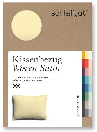 schlafgut Woven Satin Kissenbezug 70x90 cm Yellow Mid Uni in Premium Hotelqualität, Kopfkissenbezug einzeln mit 100% weicher Baumwolle