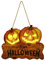 Pomurom Halloween Hängeschild mit Lichtern, Happy Halloween Kürbis Holzschild für Haustür Wand Deko, Halloween Schilder Garten, Halloween Wandkunst Schild zum Aufhänger für Outdoor Heimdekoration