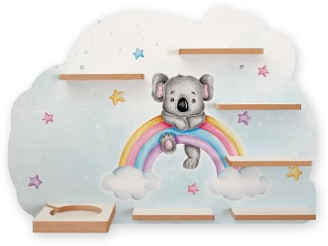 Kreative Feder Sammel-Regal „Koala & Regenbogen“ Regal geeignet für Tonie Box und Tonies Wandregal für Musikbox und Figuren ideal zum Spielen und Sammeln ca. 55x41 cm (Koala & Regenbogen)
