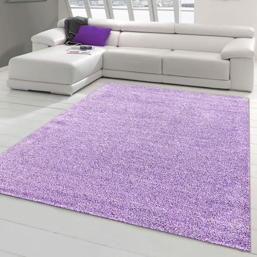 Hochflor-Teppich in Flieder – Perfekt für Fußbodenheizung Größe 200 x 290 cm