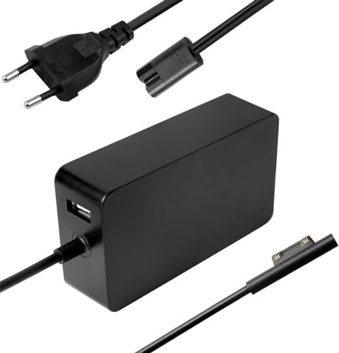 PASUKTER Caricatore Surface Pro, 15V 4A 65W Caricabatterie Alimentatore con porta USB per Microsoft Surface Pro 3/4/5/6/7/8/9/X Surface Laptop 1/2/3/4 Surface Go 1/2/3 Surface Book 1/2/3