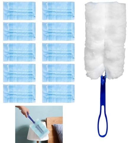 ZSRVAJ 10 Pcs Dust Magnet, Flash Dust Magnet, For Cleaning Disposable Dust Magnet Refills and 1 Blue Extender Handle For Cleaning Blinds, Home Cleaning, Office Home Fans