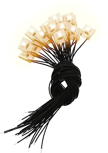 Evemodel 20 Stück warm weiß SMD LED 3528 Modell Hausbeleuchtung Lampe Leuchte 10x10mm mit Kabel 20cm
