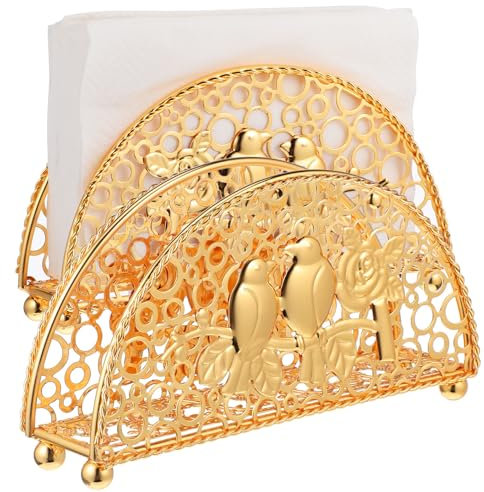 Luxshiny Serviettenhalter Gold - Vintage Serviettenständer Aus Eisen 15X8X4Cm Ideal Für Küche Restaurant Und Café Eleganter Tischdekor