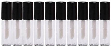 MagiDeal 10x Lipgloss-Flaschen, Lippenöl-Flaschen, leere DIY-Kosmetikbehälter, Mini-Lipgloss-Behälter, Lippenbalsam-Tuben für Frauen und Mädchen, Schwarz