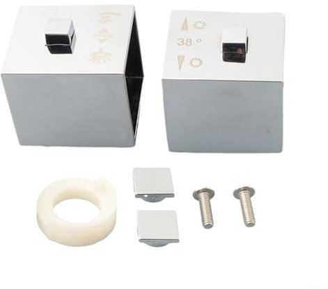 Babominimer Maniglie quadrate per doccia con vite Grub integrata e anello di arresto, manopola di controllo della temperatura per doccia in plastica ABS per miscelatore SMA