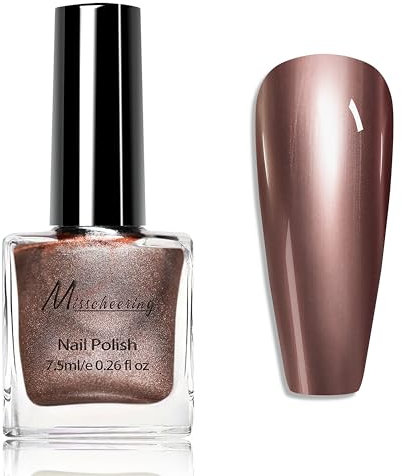 Metall Spiegel Nagellack Antikgold - 7,5ML Spiegelnagellack Effekt Schnelltrocknend Chrom-Nagellack Regulärer Fingernagellack Einfach zu Verwenden & Entfernen Kratzfest, Kein UV Nötig (Bronze)
