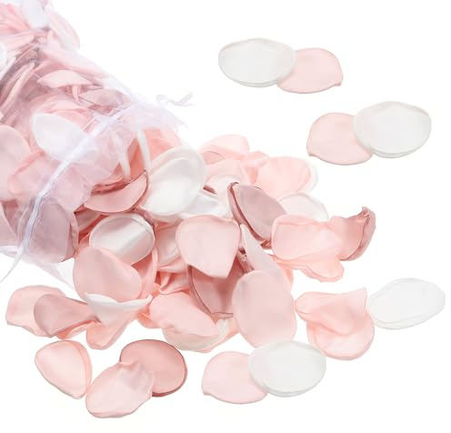 PATIKIL 300er Pack Seidenrosenblätter Abendessen Pink/Creme/Hellrosa | künstliche Blütenblätter, Für Hochzeitsdekoration, Tischgang