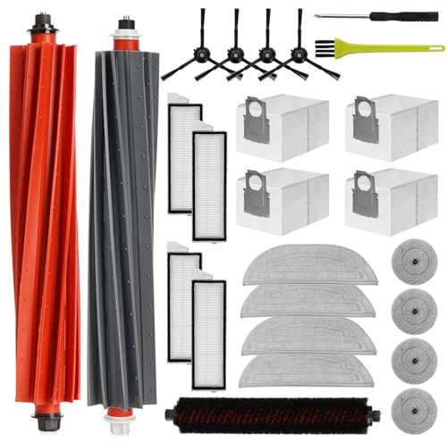 Kit d'accessoires Compatible avec Roborock S8 MaxV Ultra, Pièces de Rechange Compatible avec Roborock S8 Pro Ultra, Sacs à Poussière,Brosse Principale,Brosse Latérale, Filtre, Chiffons de Vadrouille