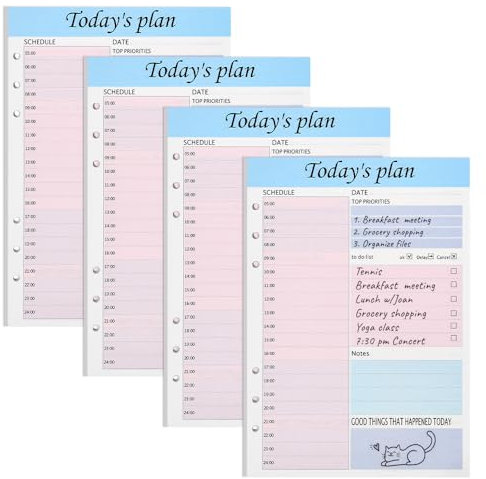 HEKOBAG 200 Blätter A5 To Do Liste Nachfüllpapier Tagesplaner Block A5 Aufgabenblock Notizblock To Do Liste 6 Löcher Wochenplaner Block A5 Daily Planner Block für Büro Schule