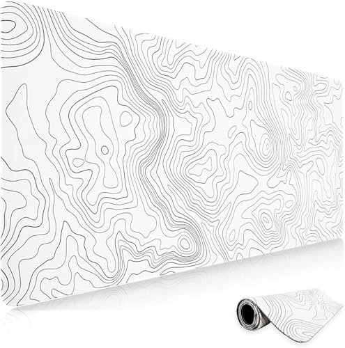 Niviy Tapis de Souris XXXL 120x60cm Mouse Pad Blanc Haute Précision et Vitesse sous Main Bureau Gaming pour Souris et Clavier avec Bords Cousus 3mm Base en Caoutchouc Antidérapante
