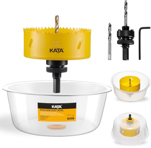 KATA 4-1/4 Pollici Sega a Tazza per Luci da Incasso, Fresa a Tazza da 4,25 con Contenitore per Polvere in Silicone per l'installazione di Luci da Incasso a Soffitto in Cartongesso da 4,25 Pollici