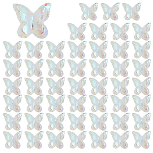 50 Pcs Butterfly Shape Nails Charm 3D Nails Art Charm Decorations Resin Nails Supplies Manicure Accessories