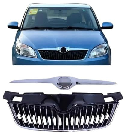 Autoersatz Grilleinsätze Für Skoda Für Fabia 2012-2014 Vorne Mitte Grill Grille Abdeckung Trim Auto Gitter Einsätze Front Grill Mesh Kühlergrill Doppelsteg