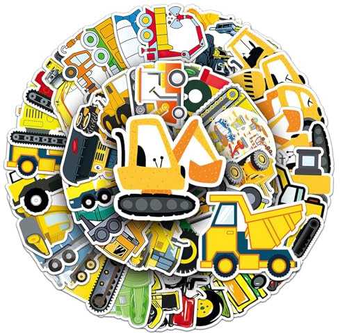 50 Pieces Excavator Sticker Set, Kinder Bagger Sticker, Auto Traktor, Baumaschinen Traktor Aufkleber, Vehicle for Laptop, Scrapbooks, Suitcase, Skateboard, Motorcycle