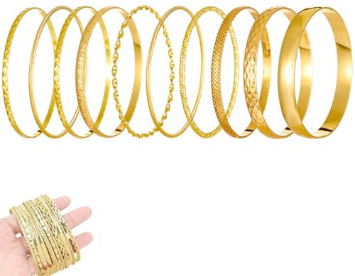 WANTUSHUI 10 Stück Goldener Armreif Gold Armreif Damen,Boho Goldene Armreifen gold Damen,Bangles Bracelet Women,Armreifen Set,Vintage Adjustable Stackable Bracelets,Arm Jewelry