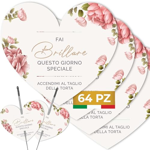 Etichette Scintille Luminose Matrimonio Cuore 64pz MADE IN ITALY (ES-08) | Cartellini Stelline Scintillanti, Cartoncino Alta Qualità, Decorazioni Addobbi Matrimonio Originali, Scintille NON Incluse