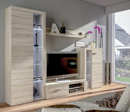 AXLIVING Spacoro Wohnwand Sonoma Eiche Wohnzimmerschrank 270 cm