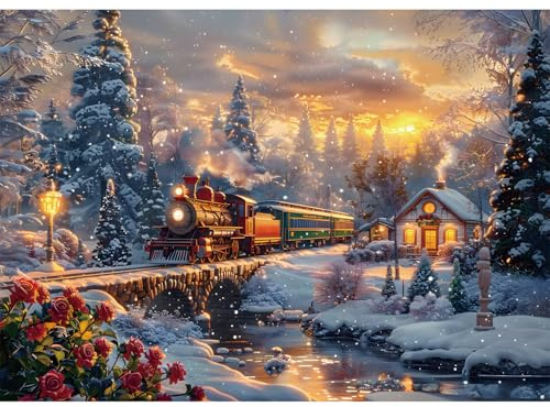 Yunlus Puzzle für Erwachsene 1000 Teile Weihnachtspuzzles Impossible Hard Schwierige Herausfordernde Puzzles für Erwachsene Schneereise Winterurlaub Jigsaw Puzzle 1000 Teile 70 x 50 cm
