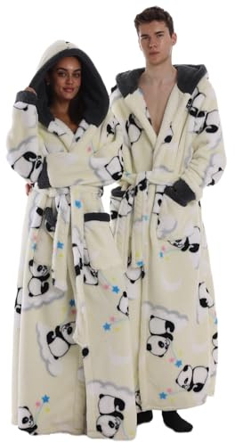 Gegeryozer Accappatoio in Pile Soffice e Caldo con Cappuccio, Morbidissimo e Confortevole, Taglia Unica Unisex con Tasche, Ideale per Casa e Relax