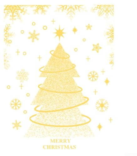 Stickers décoratifs saisonniers pour portes et fenêtres en verre Motif sapin de Noël doré avec bulles et application repositionnable