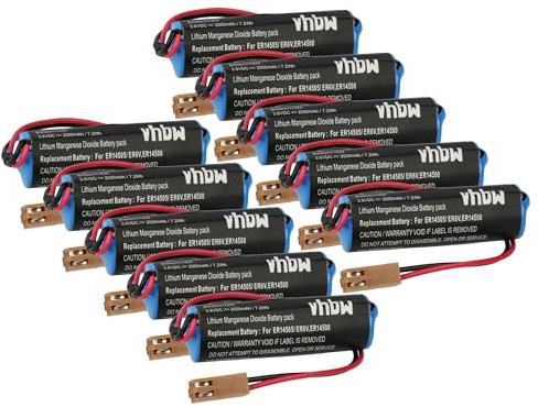vhbw 10x Pile Compatible avec Mitsubishi ER6V C4 (2000mAh, 3,6V, Li-MnO2)