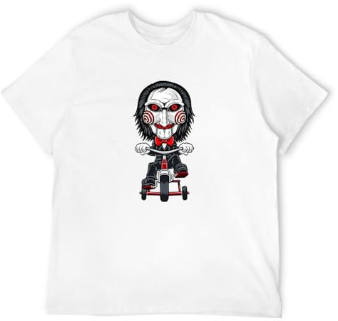 Saw Movie Jigsaw Halloween Men White T-Shirt Print Unisex Cotton Tee Shirt S